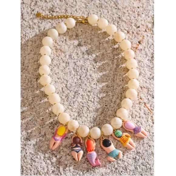 Summer Beach Girls Charm Colorful Bikini Gold Necklace